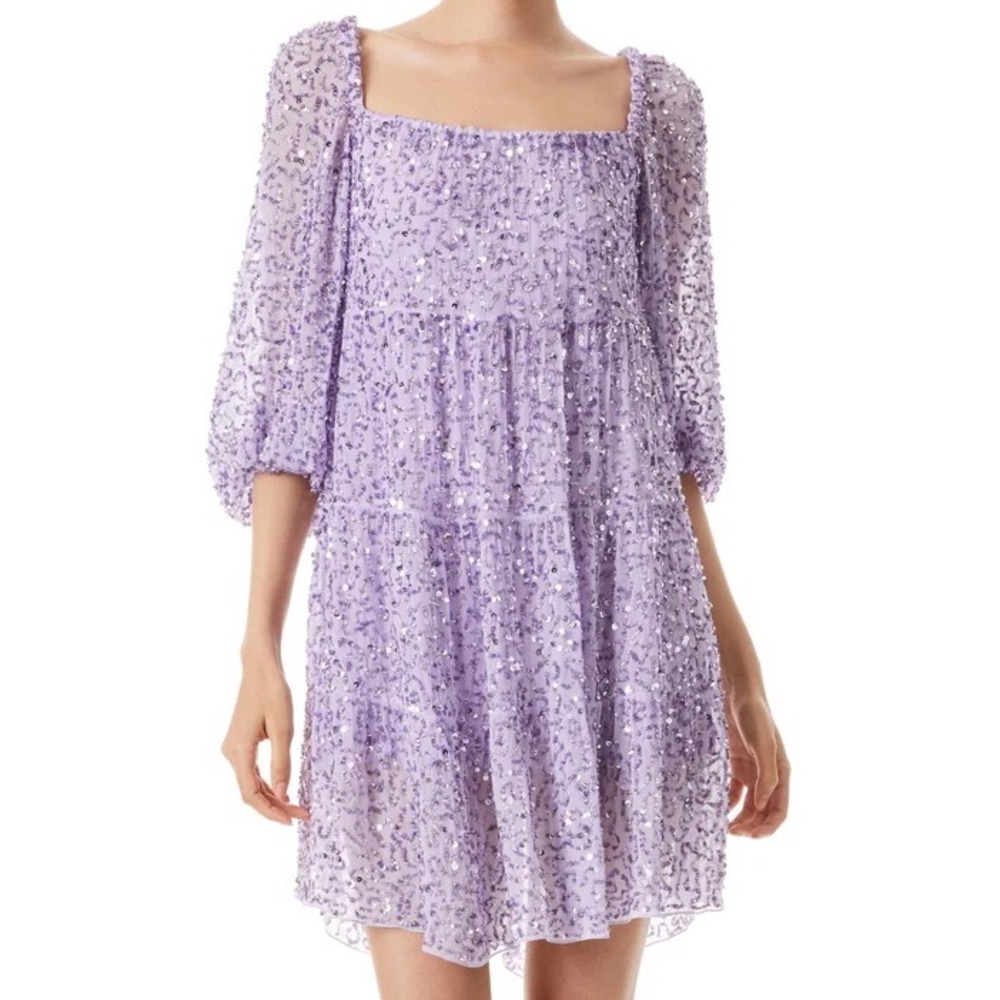 ROWEN EMBELLISHED SQUARE NECK BABYDOLL DRESS NWT